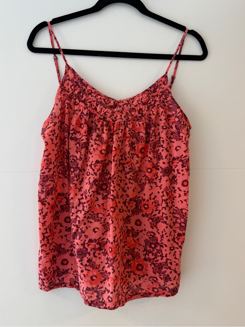 Patagonia Floral Ruched Cami Tank Top Coral Pink Size S